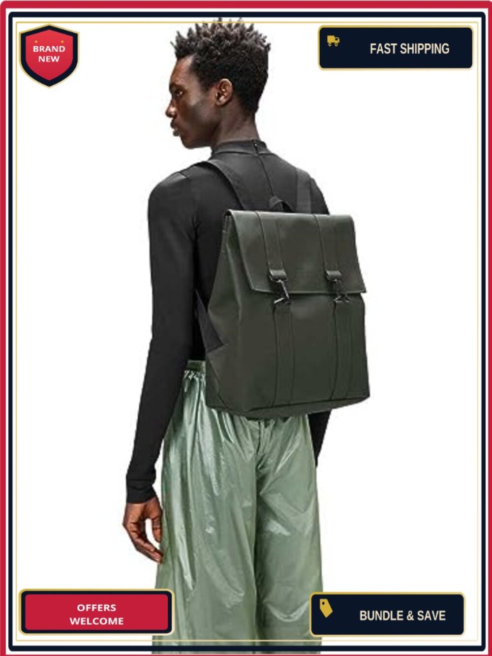 Waterproof PU Messenger Backpack for Men & Women fits 15 Laptop - Picture 3 of 5